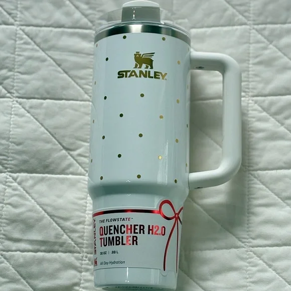 SOLD - Stanley Quencher H2.0 30oz Tumbler Frost Polka Dot Limited Edition Gold - Picture 7 of 8